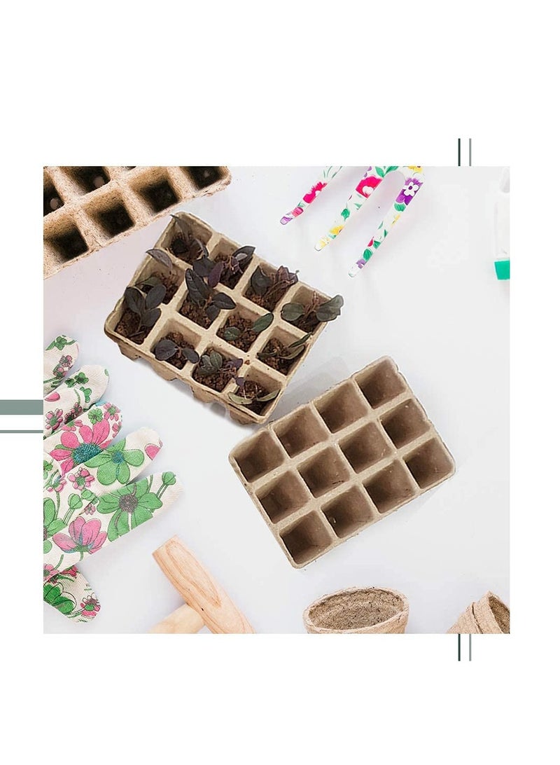 أواني الخث لبدء الزراعة، 10 قطع (120 خلية) صواني الشتلات للحديقة - 100% صديقة للبيئة وقابلة للتحلل مع ملصقات نباتات بلاستيكية إضافية - Image 5